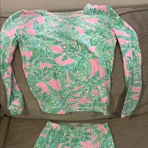 Pink and Green Floral Long Sleeve Top